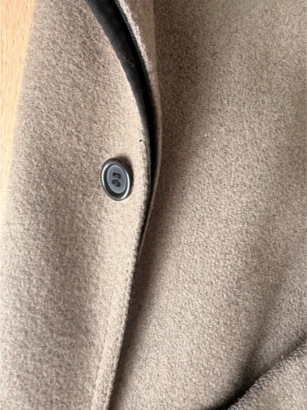 Vintage Taupe Hooded Cape Poncho Wool Blend Removable Hood Oversized - Picture 6 of 9